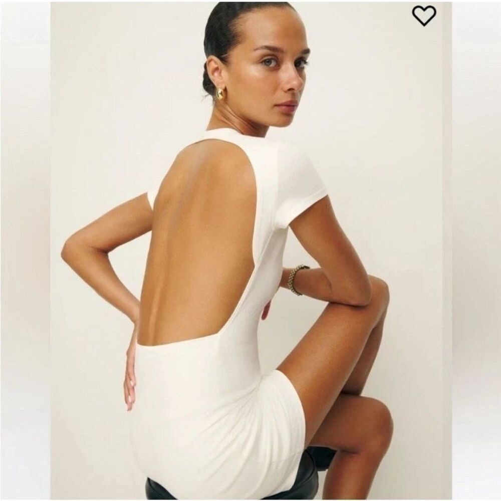 Reformation x Laura Harrier Christy Dress Size M Ivory Backless Bodycon Bridal